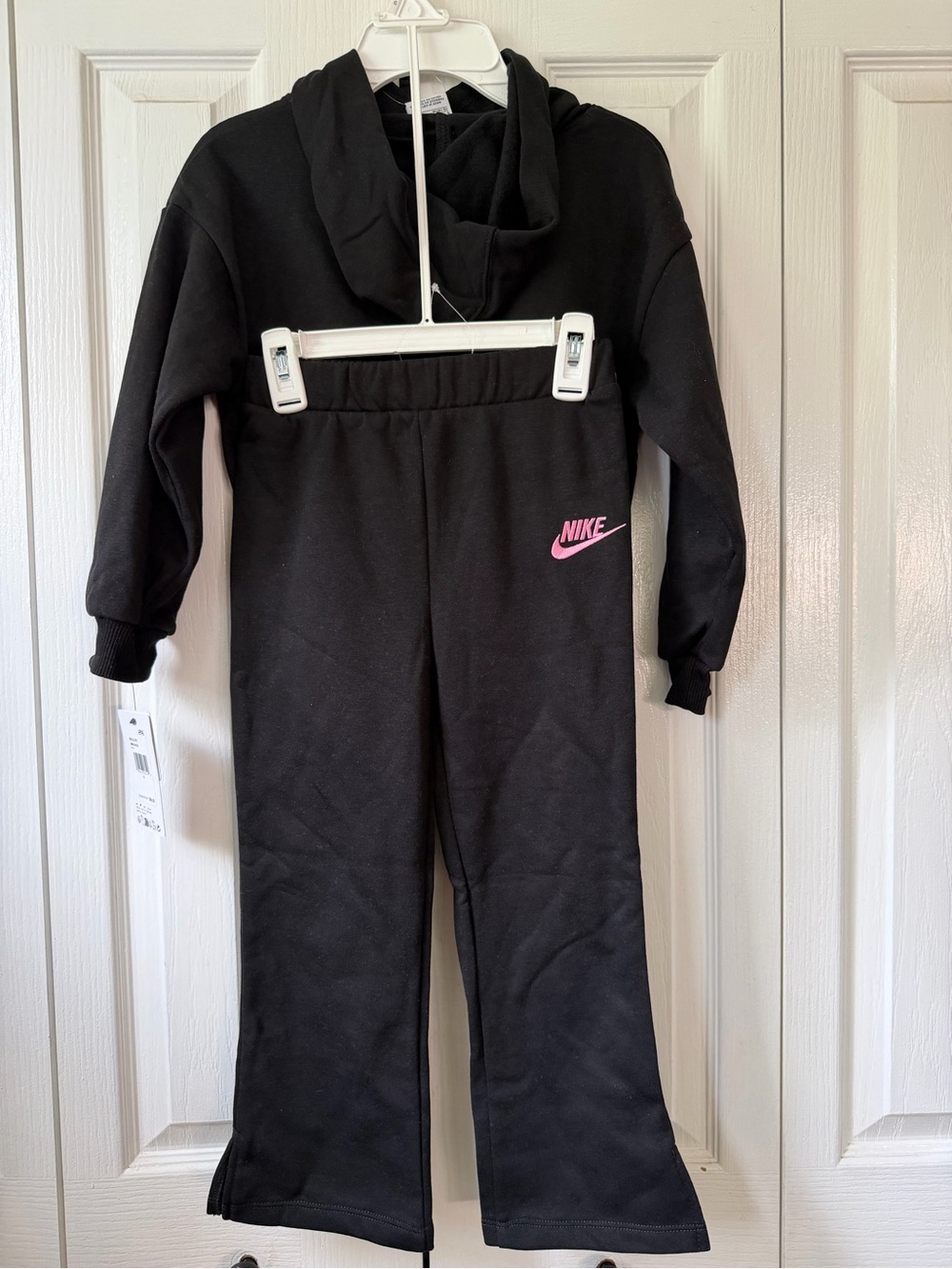 Nike Black Kids Sweatshirt and Joggers with Pink Logo - Picture 3 of 3